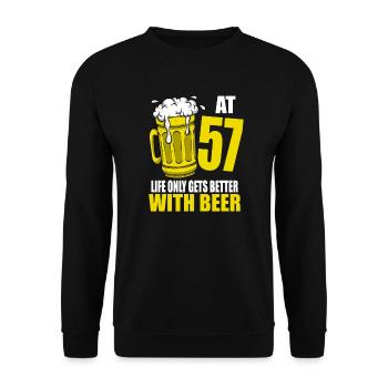 Men Beer Birthday Funny 57 Year Old Beer Lover - Unisex Sweatshirt - black - Front - Alina (178cm) & Michal (187cm)