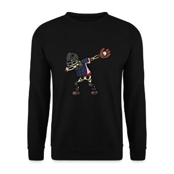 Dabbing Skeleton Catcher Baseball Player - Unisex Sweatshirt - black - Front - Alina (178cm) & Michal (187cm)