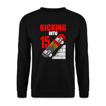 Skateboard Birthday For Boys 15th Birthday Skater - Unisex Sweatshirt - black - Front - Alina (178cm) & Michal (187cm)