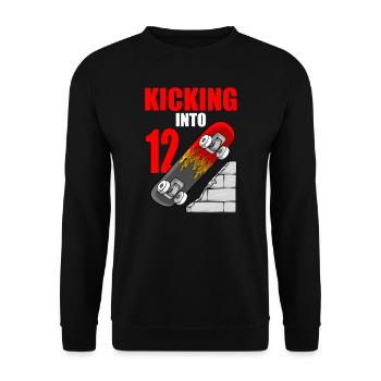 Skateboard Geburtstag für Jungen 12th Birthday Skater - Unisex Pullover - Schwarz - Vorne - Alina (178cm) & Michal (187cm)