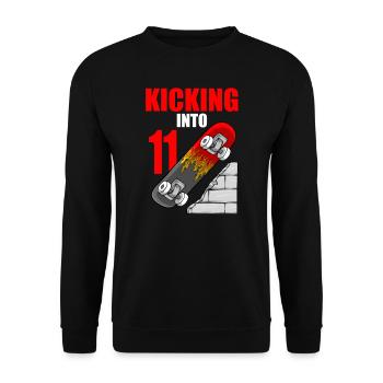 Skateboard Geburtstag für Jungen 11. Geburtstag Skater - Unisex Pullover - Schwarz - Vorne - Alina (178cm) & Michal (187cm)