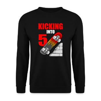 Skateboard Geburtstag für Jungen 5th Birthday Skater - Unisex Pullover - Schwarz - Vorne - Alina (178cm) & Michal (187cm)