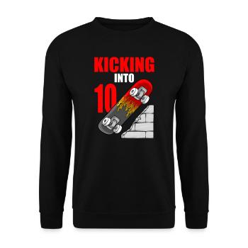 Skateboard Geburtstag für Jungen 10. Geburtstag Skater - Unisex Pullover - Schwarz - Vorne - Alina (178cm) & Michal (187cm)