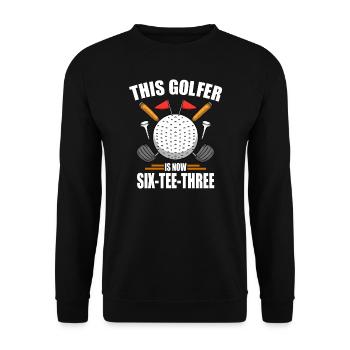 Chemises de golf d’anniversaire pour hommes de golf de 63 ans - Sweat-shirt Unisexe - noir - Devant - Alina (178cm) & Michal (187cm)