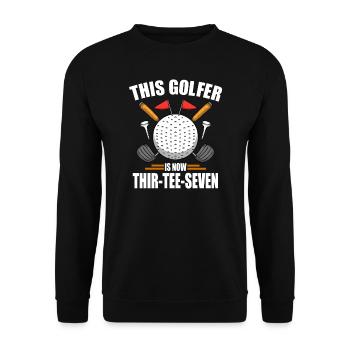 Chemises de golf d’anniversaire pour hommes 37e ans de golf - Sweat-shirt Unisexe - noir - Devant - Alina (178cm) & Michal (187cm)