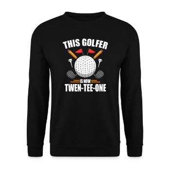 Geburtstag Golfshirts für Männer 21st Year Old Golfen - Unisex Pullover - Schwarz - Vorne - Alina (178cm) & Michal (187cm)