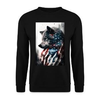 Wolf Design by ART8NS Art on Streetwear S 02of25 - Unisex Pullover - Schwarz - Vorne - Alina (178cm) & Michal (187cm)