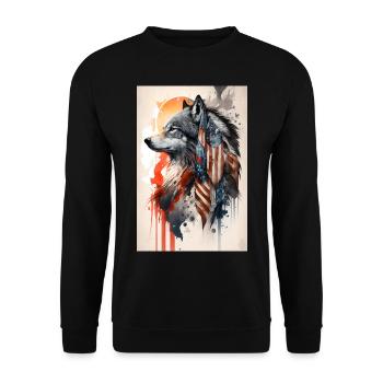 Wolf Design by ART8NS Art on Streetwear S 00of25 - Unisex Sweatshirt - black - Front - Alina (178cm) & Michal (187cm)