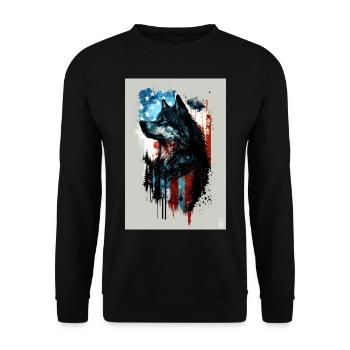 Wolf Design by ART8NS Art on Streetwear S 14of25 - Unisex Pullover - Schwarz - Vorne - Alina (178cm) & Michal (187cm)