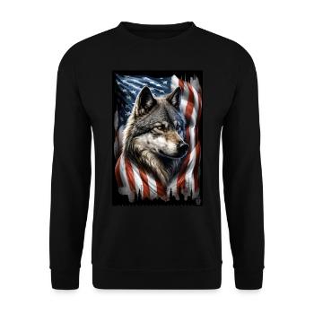 Wolf Design by ART8NS Art on Streetwear S 06of25 - Unisex Pullover - Schwarz - Vorne - Alina (178cm) & Michal (187cm)