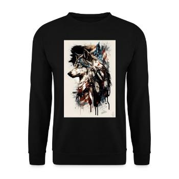 Wolf Design par ART8NS Art on Streetwear S 07of25 - Sweat-shirt Unisexe - noir - Devant - Alina (178cm) & Michal (187cm)