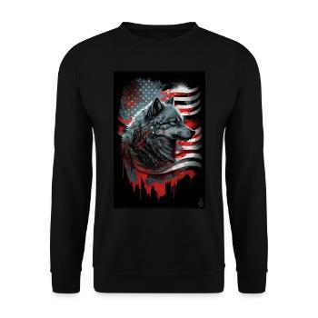 Wolf Design by ART8NS Art on Streetwear S 17of25 - Unisex Pullover - Schwarz - Vorne - Alina (178cm) & Michal (187cm)