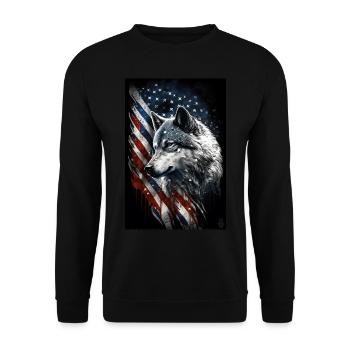 Wolf Design par ART8NS Art sur Streetwear S 08of25 - Sweat-shirt Unisexe - noir - Devant - Alina (178cm) & Michal (187cm)