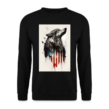 Wolf Design by ART8NS Art on Streetwear S 13of25 - Unisex Sweatshirt - black - Front - Alina (178cm) & Michal (187cm)