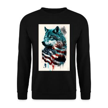 Wolf Design by ART8NS Art on Streetwear S 15of25 - Unisex Sweatshirt - black - Front - Alina (178cm) & Michal (187cm)
