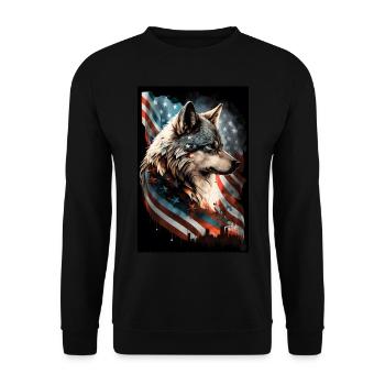 Wolf Design by ART8NS Art on Streetwear S 19of25 - Unisex Sweatshirt - black - Front - Alina (178cm) & Michal (187cm)