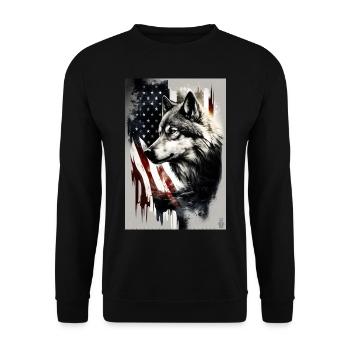 Wolf Design by ART8NS Art on Streetwear S 20of25 - Unisex Pullover - Schwarz - Vorne - Alina (178cm) & Michal (187cm)