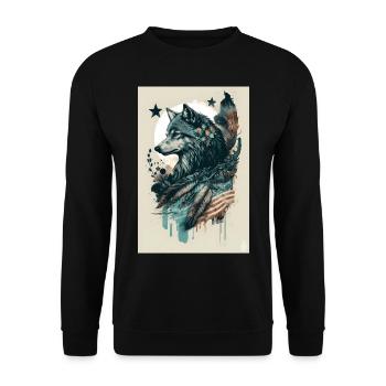 Wolf Design by ART8NS Art on Streetwear S 21of25 - Unisex Sweatshirt - black - Front - Alina (178cm) & Michal (187cm)