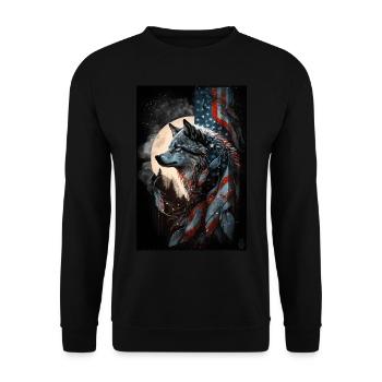 Wolf Design by ART8NS Art on Streetwear S 25of25 - Unisex Pullover - Schwarz - Vorne - Alina (178cm) & Michal (187cm)