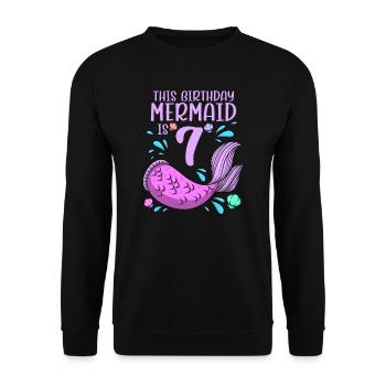 Mermaid Birthday For Girls 7th Birthday - Unisex Sweatshirt - black - Front - Alina (178cm) & Michal (187cm)