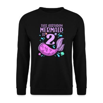 Mermaid Birthday For Girls 2nd Birthday - Unisex Sweatshirt - black - Front - Alina (178cm) & Michal (187cm)