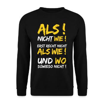 Grammatik Spruch Deutsch Lehrer Rechtschreibung - Unisex Pullover - Schwarz - Vorne - Alina (178cm) & Michal (187cm)