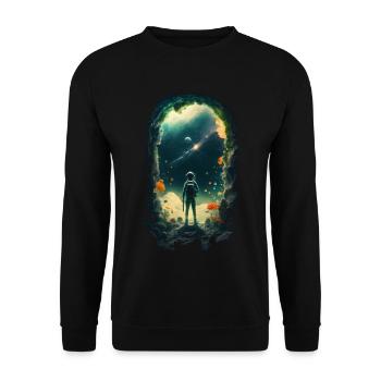 Astronaute regardant des étoiles, Science-fiction surréaliste, Espace - Sweat-shirt Unisexe - noir - Devant - Alina (178cm) & Michal (187cm)