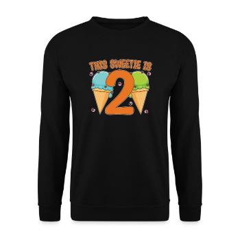 Eiscreme Geburtstag 2. Geburtstag Eisparty - Unisex Pullover - Schwarz - Vorne - Alina (178cm) & Michal (187cm)