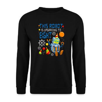 Robot Birthday Outfit Boy 8th Robot Birthday Party - Unisex Sweatshirt - black - Front - Alina (178cm) & Michal (187cm)