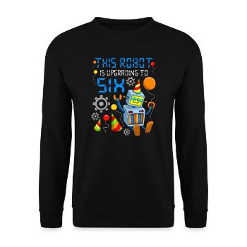 Robot Birthday Outfit Boy 6th Robot Birthday Party - Unisex Sweatshirt - black - Front - Alina (178cm) & Michal (187cm)