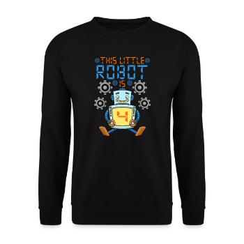 Robot Birthday Outfit Boy 4th Robot Birthday Party - Unisex Sweatshirt - black - Front - Alina (178cm) & Michal (187cm)