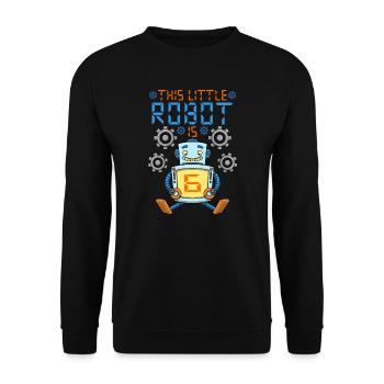 Robot Birthday Outfit Boy 6th Robot Birthday Party - Unisex Sweatshirt - black - Front - Alina (178cm) & Michal (187cm)