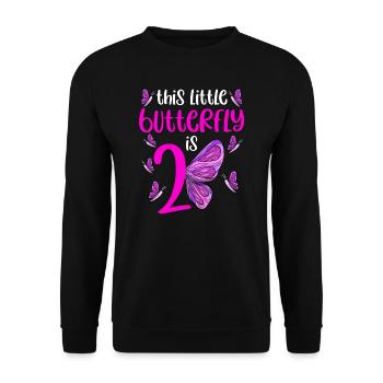 Schmetterlingsgeburtstag 2. Schmetterlingsgeburtstag - Unisex Pullover - Schwarz - Vorne - Alina (178cm) & Michal (187cm)