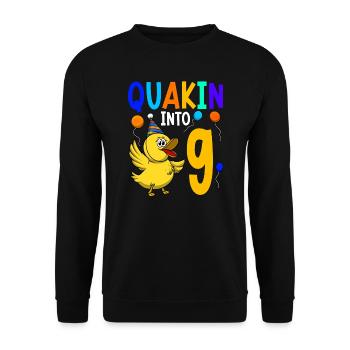 Duck Birthday Party Kids 9th Birthday Duck - Unisex Sweatshirt - black - Front - Alina (178cm) & Michal (187cm)