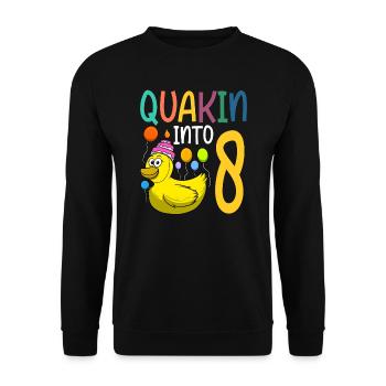 Duck Birthday Party Kids 8th Birthday Duck - Unisex Sweatshirt - black - Front - Alina (178cm) & Michal (187cm)