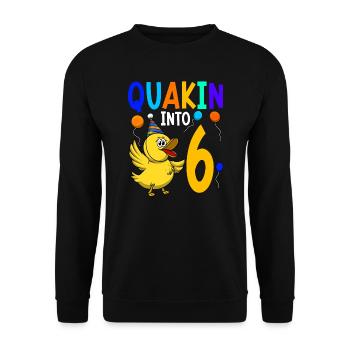 Duck Birthday Party Kids 6th Birthday Duck - Unisex Sweatshirt - black - Front - Alina (178cm) & Michal (187cm)