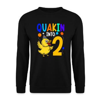 Duck Birthday Party Kids 2nd Birthday Duck - Unisex Sweatshirt - black - Front - Alina (178cm) & Michal (187cm)