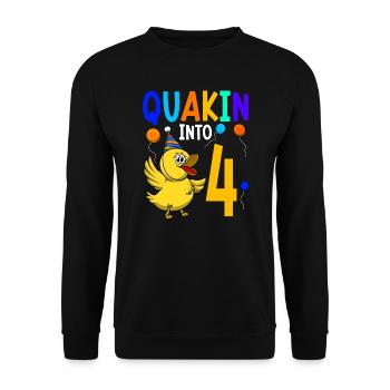 Duck Birthday Party Kids 4th Birthday Duck - Unisex Sweatshirt - black - Front - Alina (178cm) & Michal (187cm)