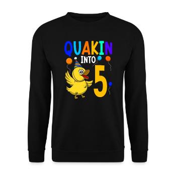 Duck Birthday Party Kids 5th Birthday Duck - Unisex Sweatshirt - black - Front - Alina (178cm) & Michal (187cm)