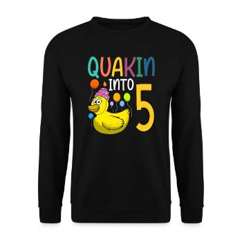 Duck Birthday Party Kids 5th Birthday Duck - Unisex Sweatshirt - black - Front - Alina (178cm) & Michal (187cm)