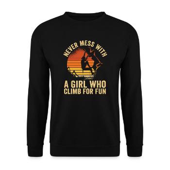 Rock Climbing For Rock Climber Mountain Climbing - Unisex Sweatshirt - black - Front - Alina (178cm) & Michal (187cm)