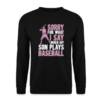 Baseball Mama Sorry für das, was ich sage Softball Mama - Unisex Pullover - Schwarz - Vorne - Alina (178cm) & Michal (187cm)