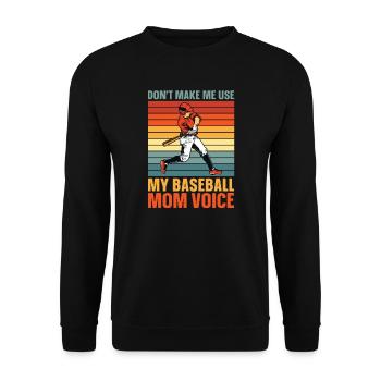 Baseball Mom Stimme Softball Mama - Unisex Pullover - Schwarz - Vorne - Alina (178cm) & Michal (187cm)