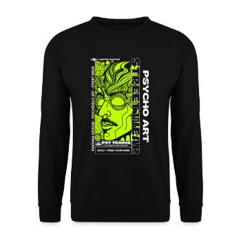 Streetwear psychédélic jaune - Sweat-shirt Unisexe - noir - Devant - Alina (178cm) & Michal (187cm)