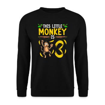 Affengeburtstag 3. Affe Themenparty Kinder - Unisex Pullover - Schwarz - Vorne - Alina (178cm) & Michal (187cm)