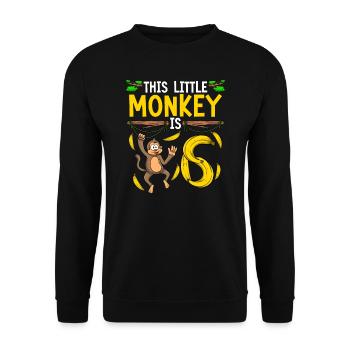 Affengeburtstag 6. Affen-Themenparty Kinder - Unisex Pullover - Schwarz - Vorne - Alina (178cm) & Michal (187cm)