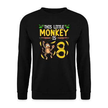 Affengeburtstag 8. Affen-Themenparty Kinder - Unisex Pullover - Schwarz - Vorne - Alina (178cm) & Michal (187cm)