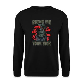 Pest Doktor Pest Doktor Maske Medikamente - Unisex Pullover - Schwarz - Vorne - Alina (178cm) & Michal (187cm)
