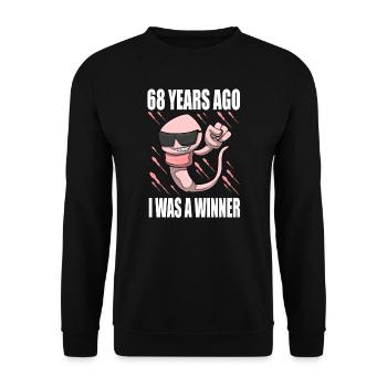 Homme sperme anniversaire 68 ans - Sweat-shirt Unisexe - noir - Devant - Alina (178cm) & Michal (187cm)