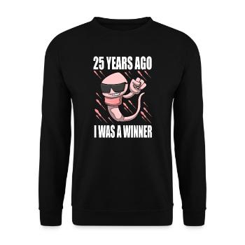 Homme Sperme Anniversaire 25 ans - Sweat-shirt Unisexe - noir - Devant - Alina (178cm) & Michal (187cm)